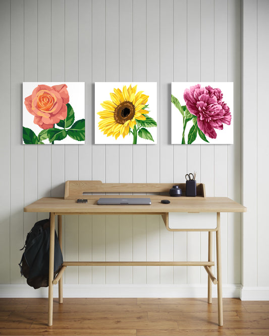 3 Pack Flower Paint by Number Kit