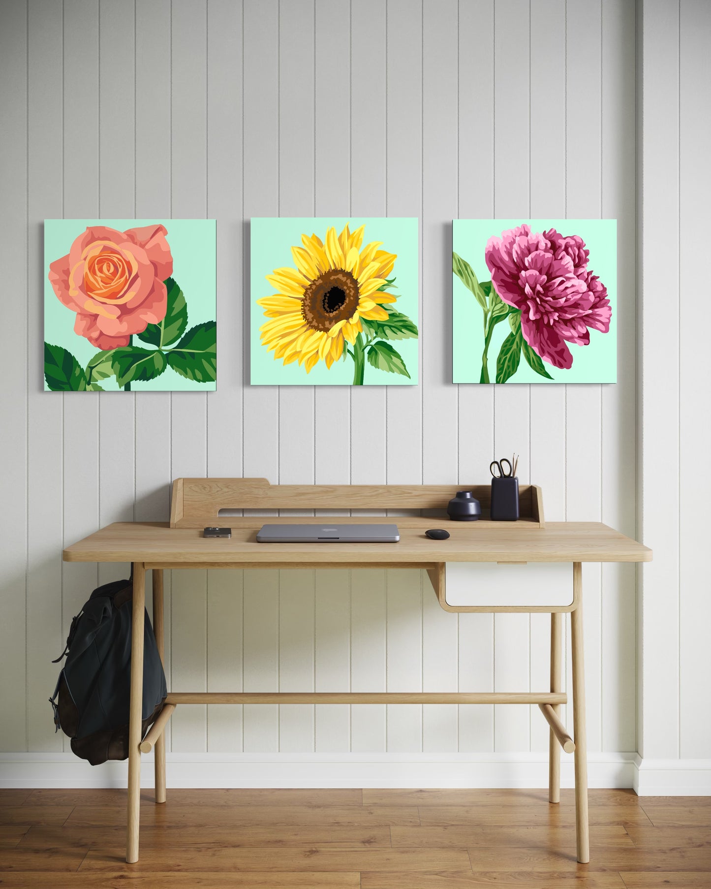 3 Pack Flower Paint by Number Kit