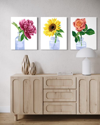 3 Pack Flower Paint by Number Kit