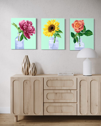 3 Pack Flower Paint by Number Kit